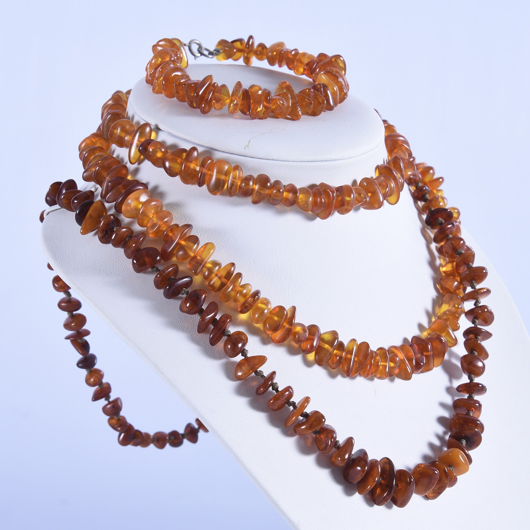 Images for 1333333. NECKLACE AND BRACELET, 3 parts, amber. - Auctionet