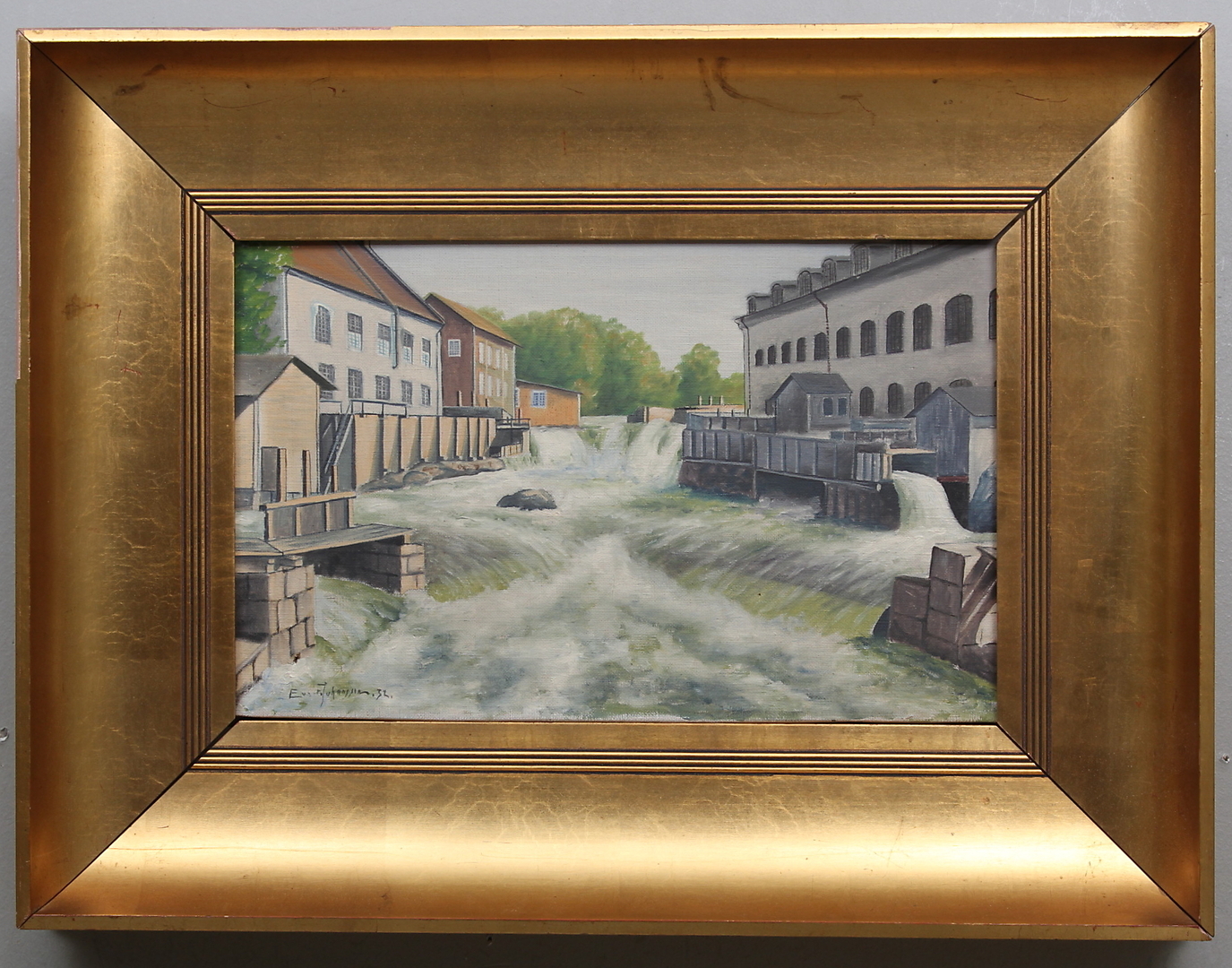 Images for 133607. EVERT JOHANSSON. The lock in Linköping 1930s. Oil on
