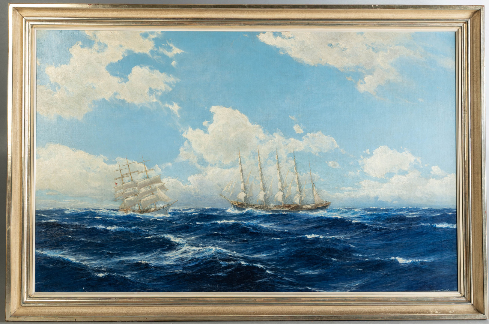 HUGO SCHNARS-ALQUIST (1855-1939). Begegnung zweier Großsegler auf See.