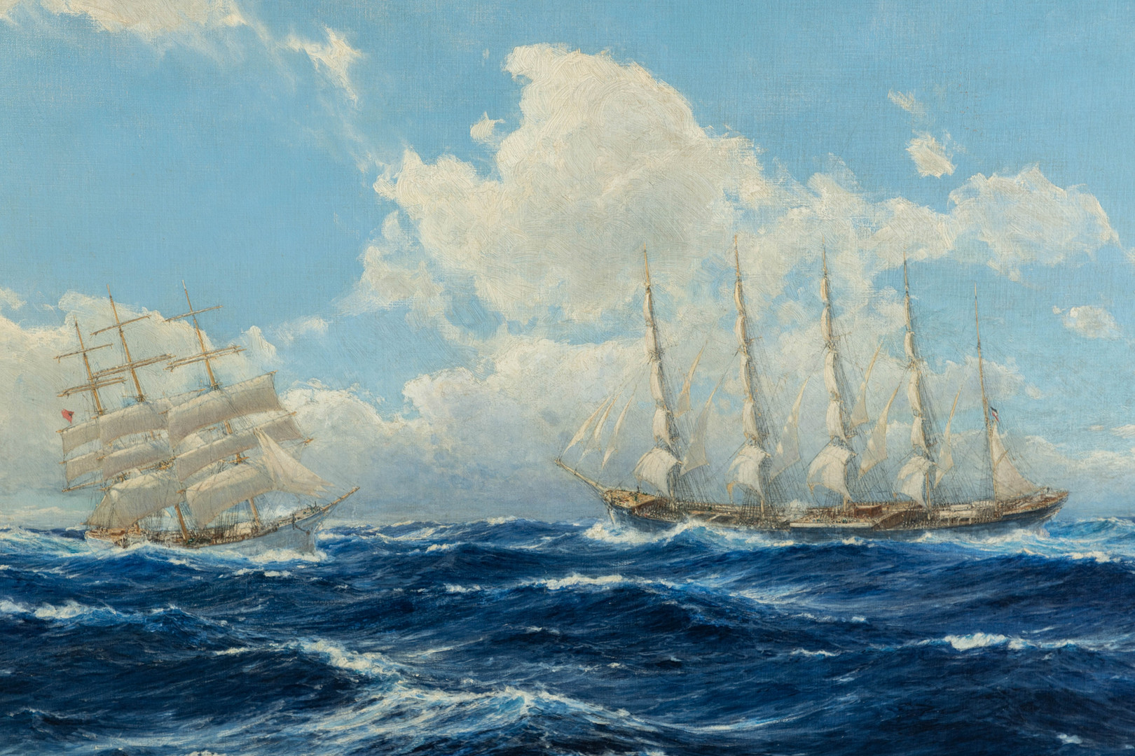 HUGO SCHNARS-ALQUIST (1855-1939). Begegnung zweier Großsegler auf See.