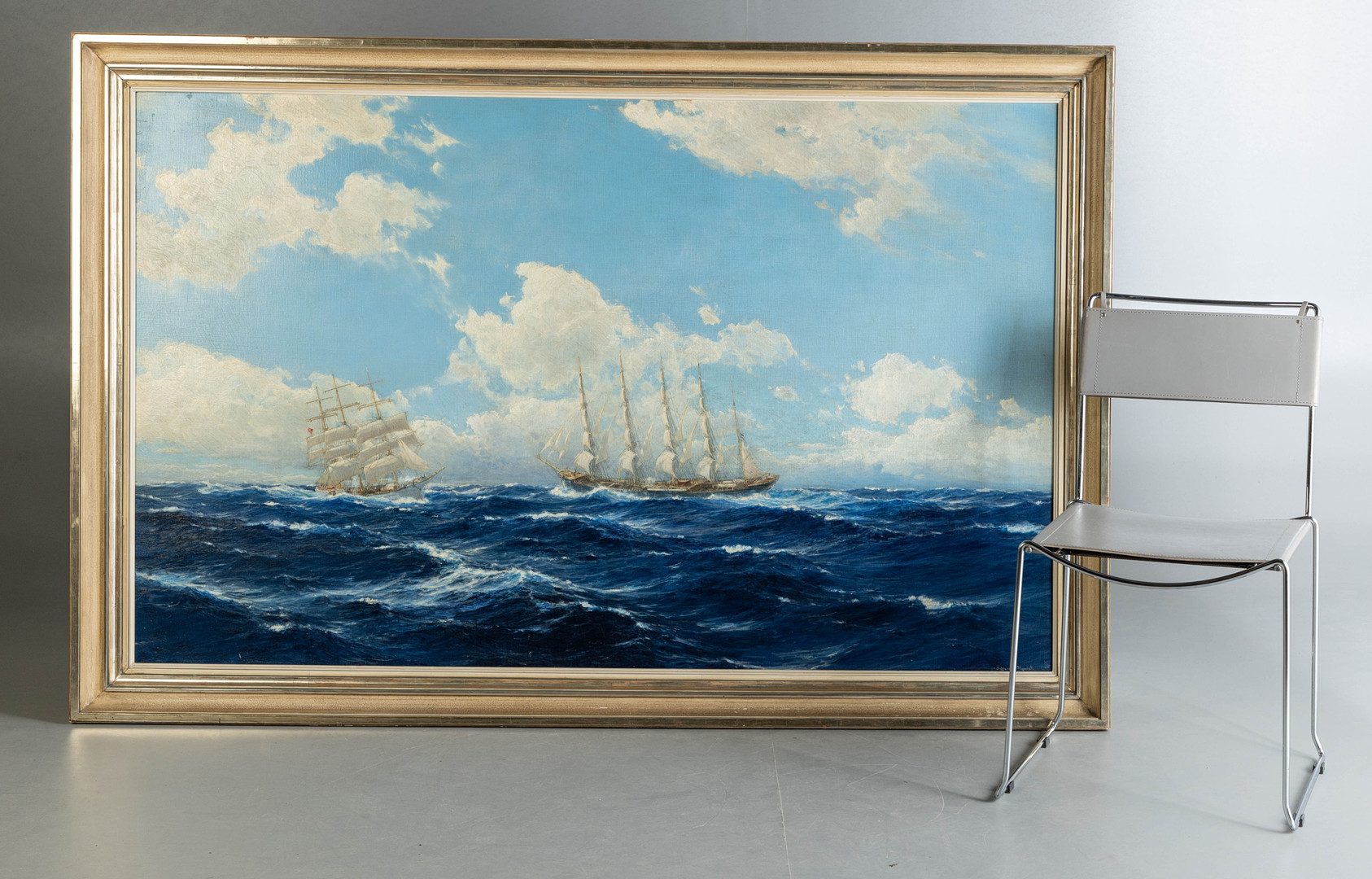 HUGO SCHNARS-ALQUIST (1855-1939). Begegnung zweier Großsegler auf See.