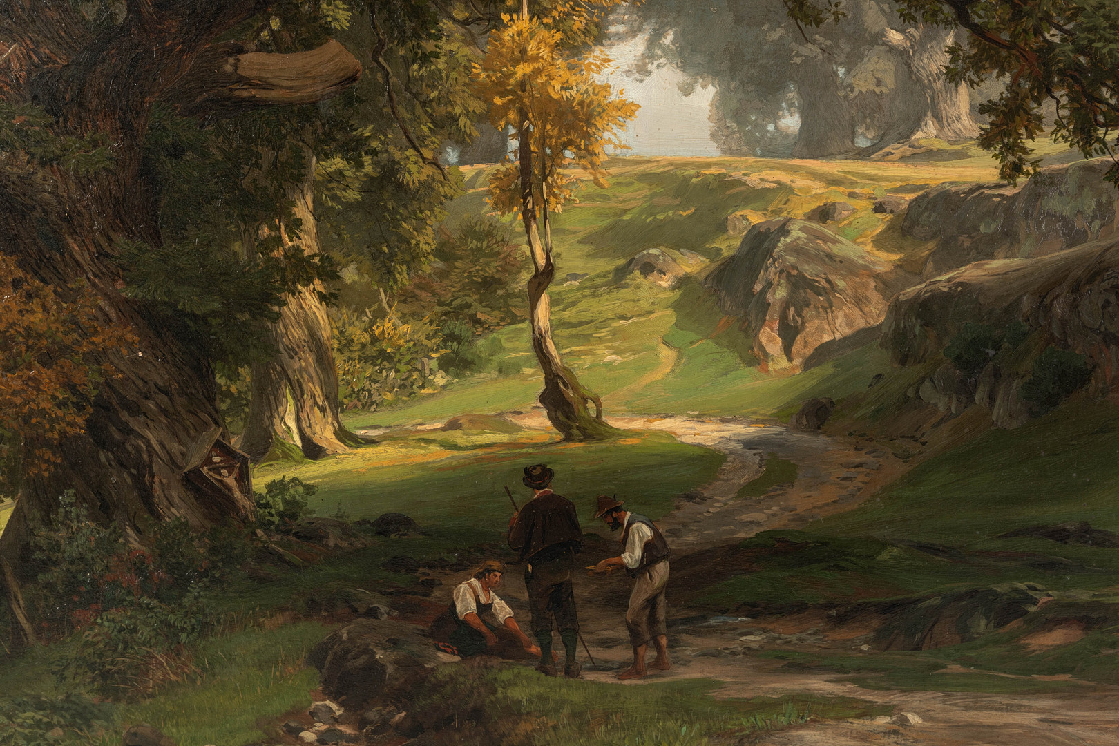 ALFRED METZENER (1833-1905). Rast im Schatten der Bäume.