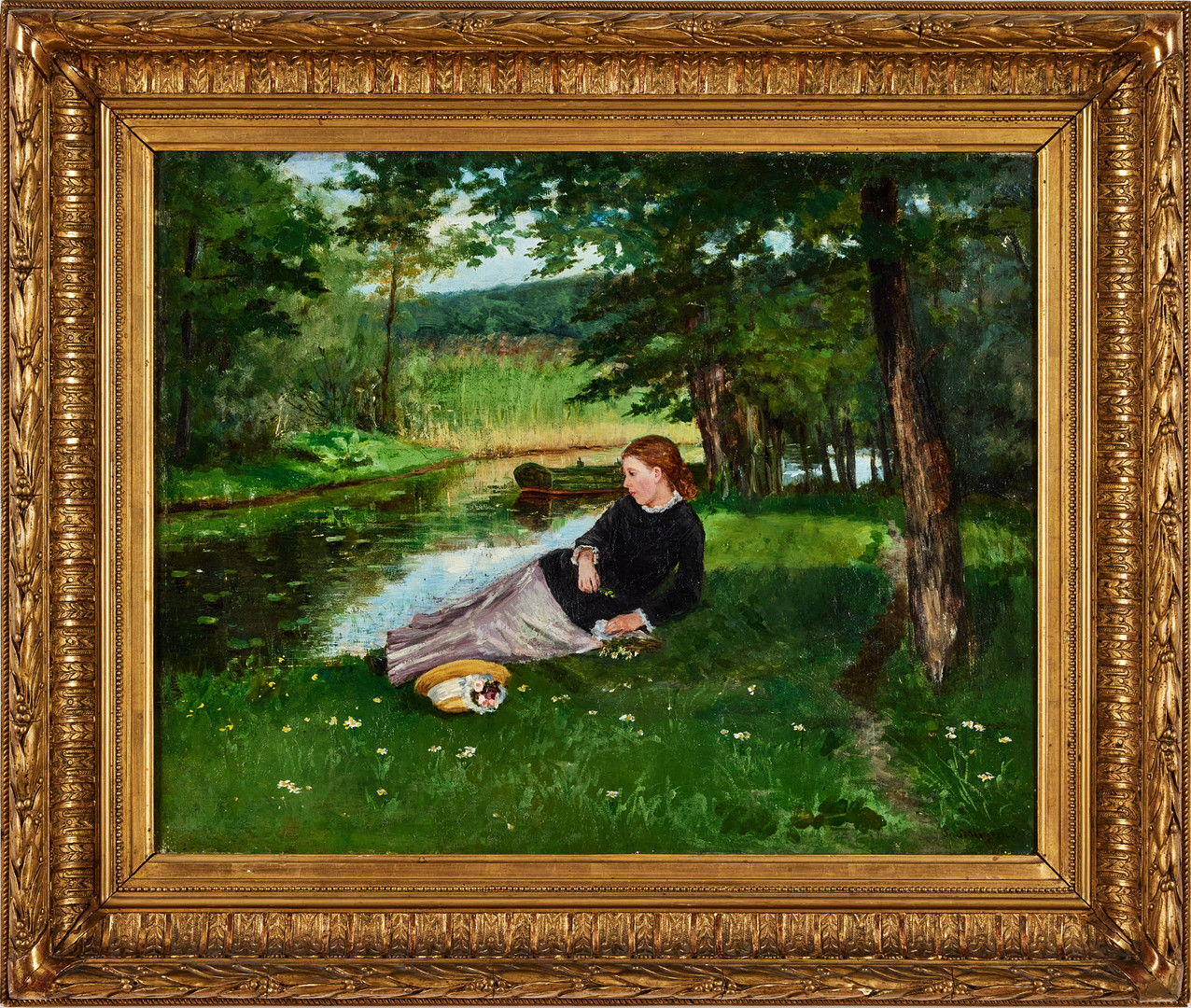 SOPHIE SÖDERGREN. Vila i gröngräset, olja på duk, 48 x 60 cm.