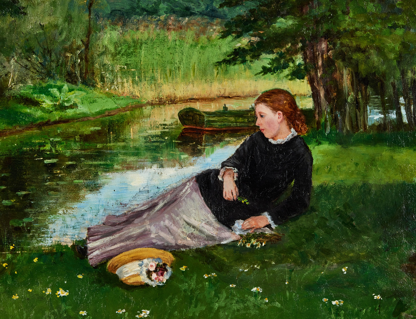 SOPHIE SÖDERGREN. Vila i gröngräset, olja på duk, 48 x 60 cm.