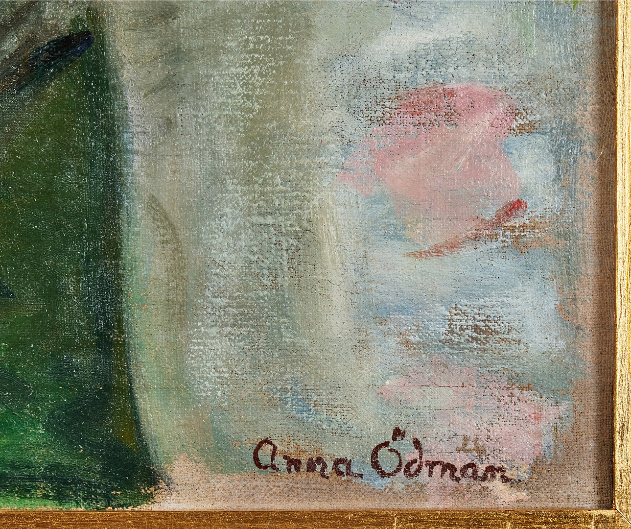 ANNA ÖDMAN. Dam i grönt, olja på duk, 46,5 x 54,5 cm.
