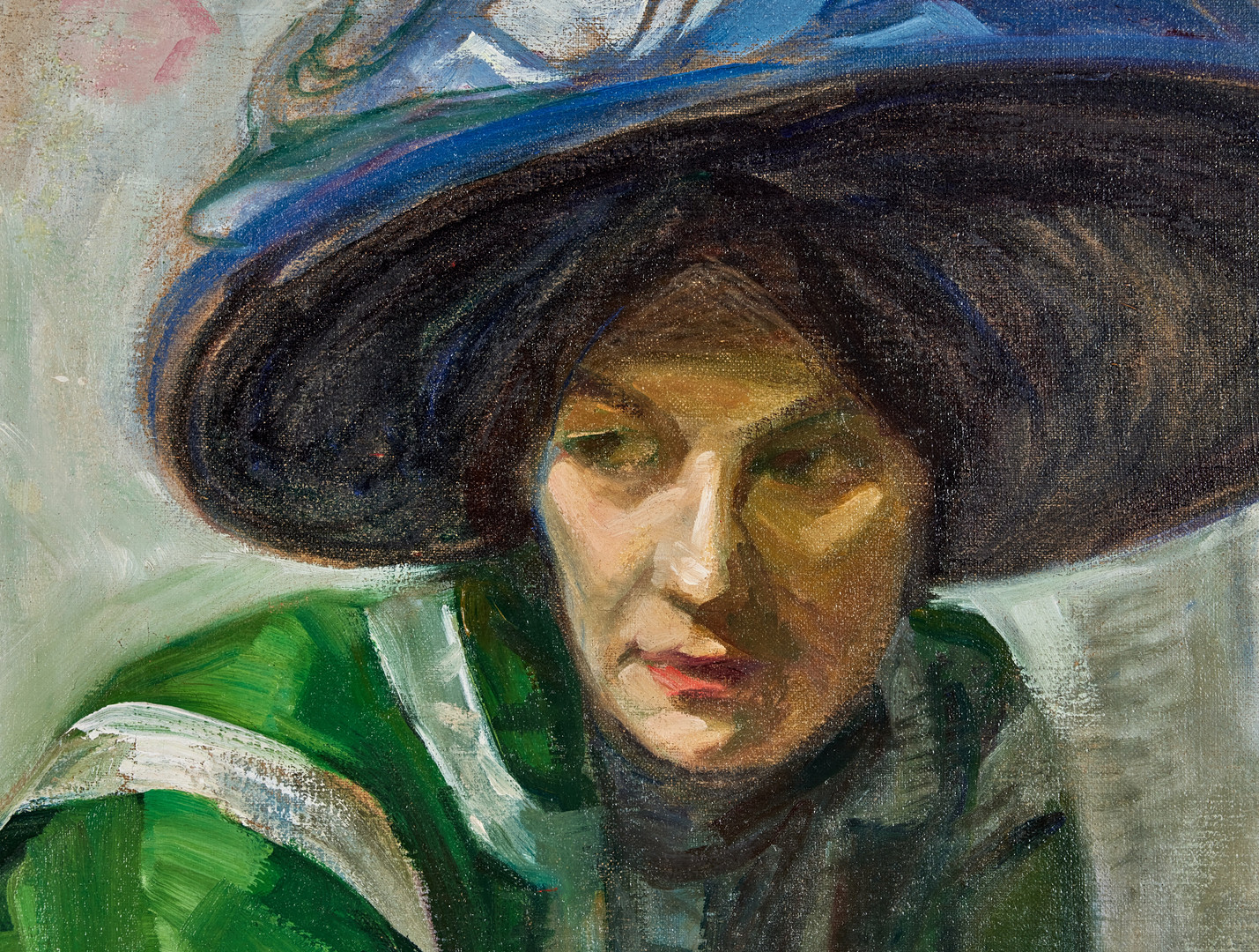 ANNA ÖDMAN. Dam i grönt, olja på duk, 46,5 x 54,5 cm.