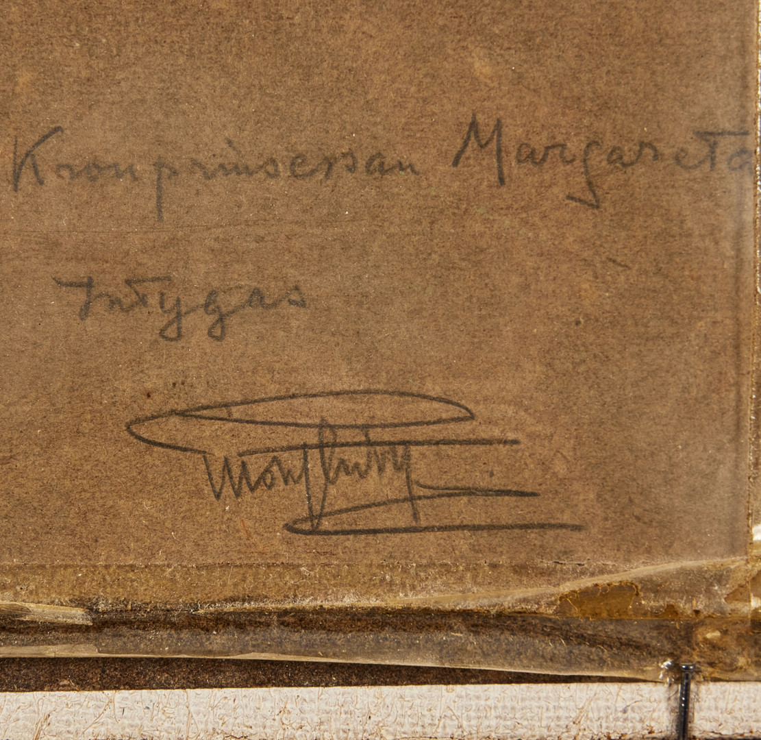 KRONPRINSESSAN MARGARETA. Trädgård vid vattnet, Backebo, Värmdö, Consul Villars, olja på pannå, 25 x 38 cm.