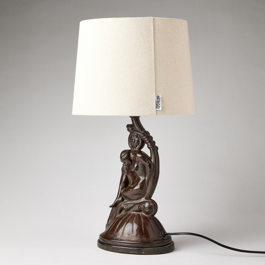 CARL FAGERBERG. Table lamp base, Sweden 1910s / 20s, patinated bronze, in the form of a sitting woman.