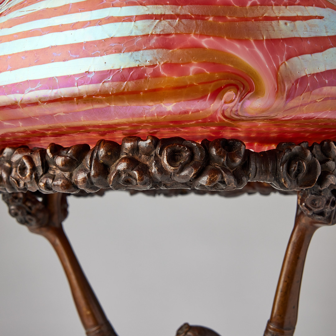 TABLE LAMP, Art Nouveau, bronze, decor of standing woman.