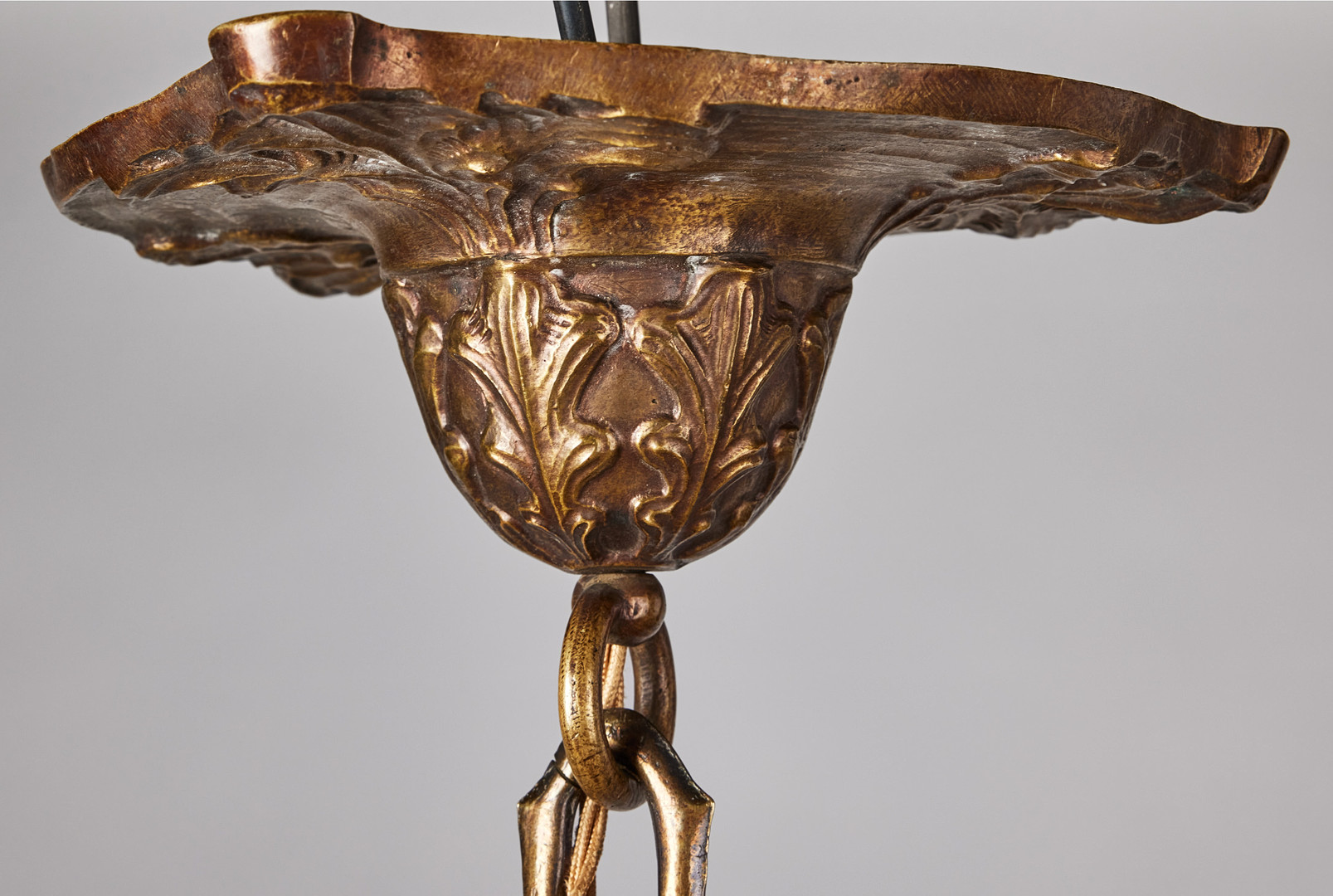 Ceiling lamp, probably Emy Wahlström, Sweden Art Nouveau, bronze.