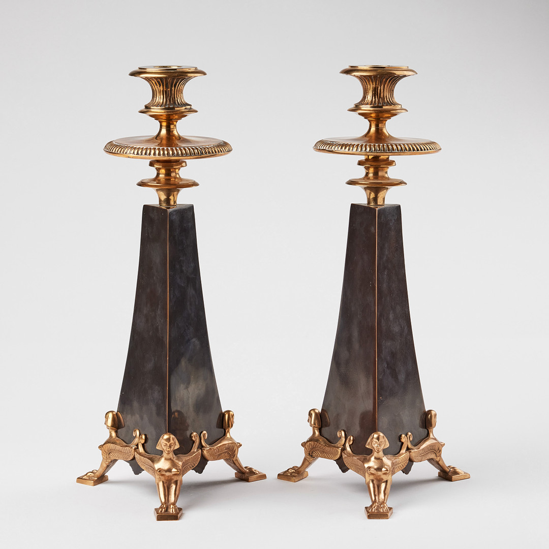 MELCHIOR WERNSTEDT. Candlesticks, a pair, Herman Bergman 1920s.