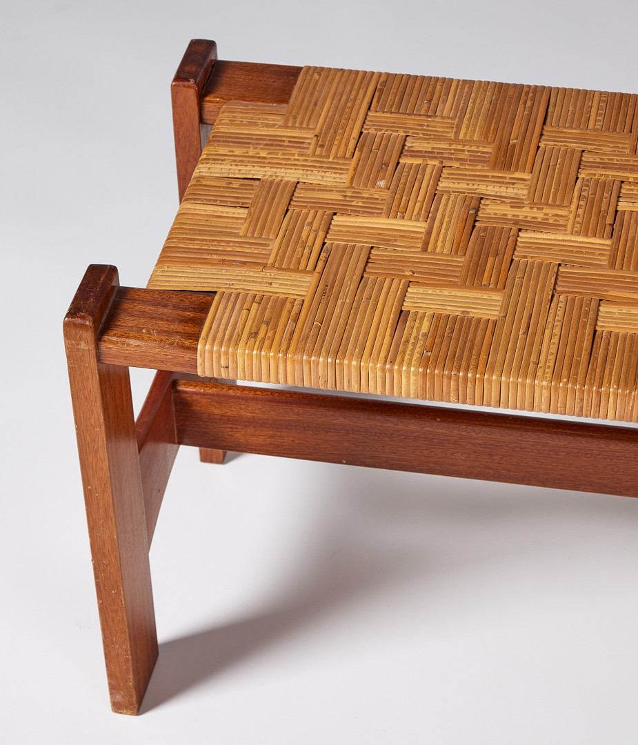 JOSEF FRANK. Stool, teak, Firma Svenskt Tenn, model 2242, seat in wicker.