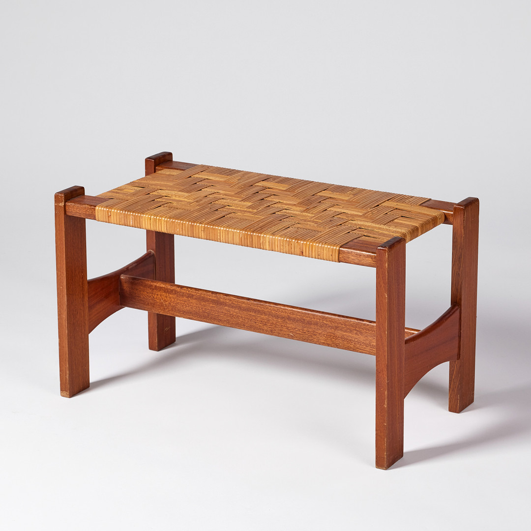 JOSEF FRANK. Stool, teak, Firma Svenskt Tenn, model 2242, seat in wicker.