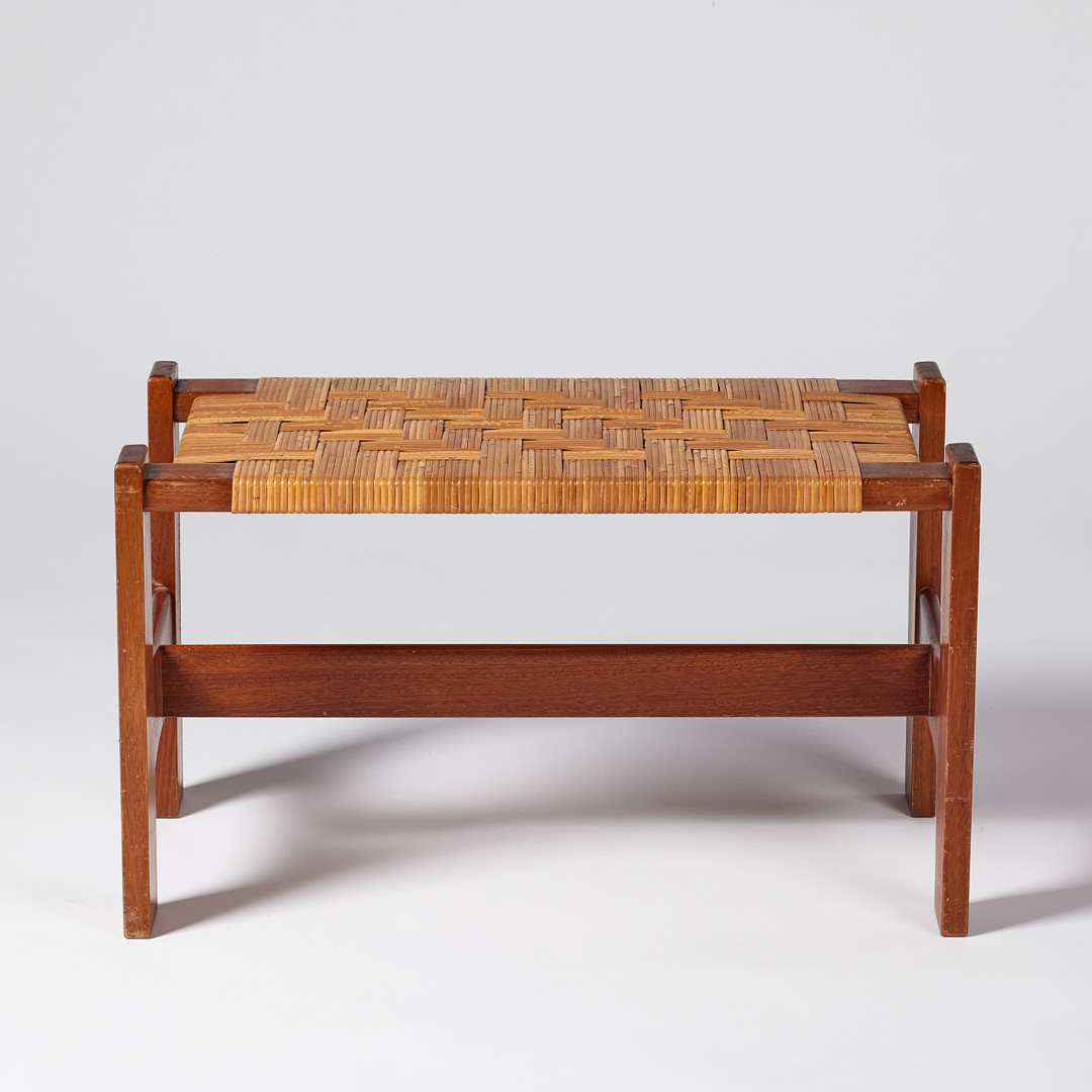JOSEF FRANK. Stool, teak, Firma Svenskt Tenn, model 2242, seat in wicker.