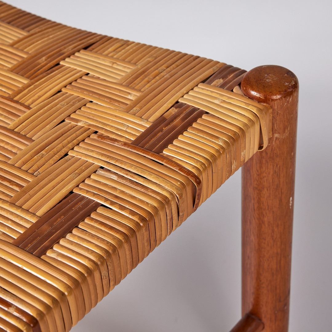 JOSEF FRANK. Stool, Firma Svenskt Tenn, model 686, teak, seat in wicker.