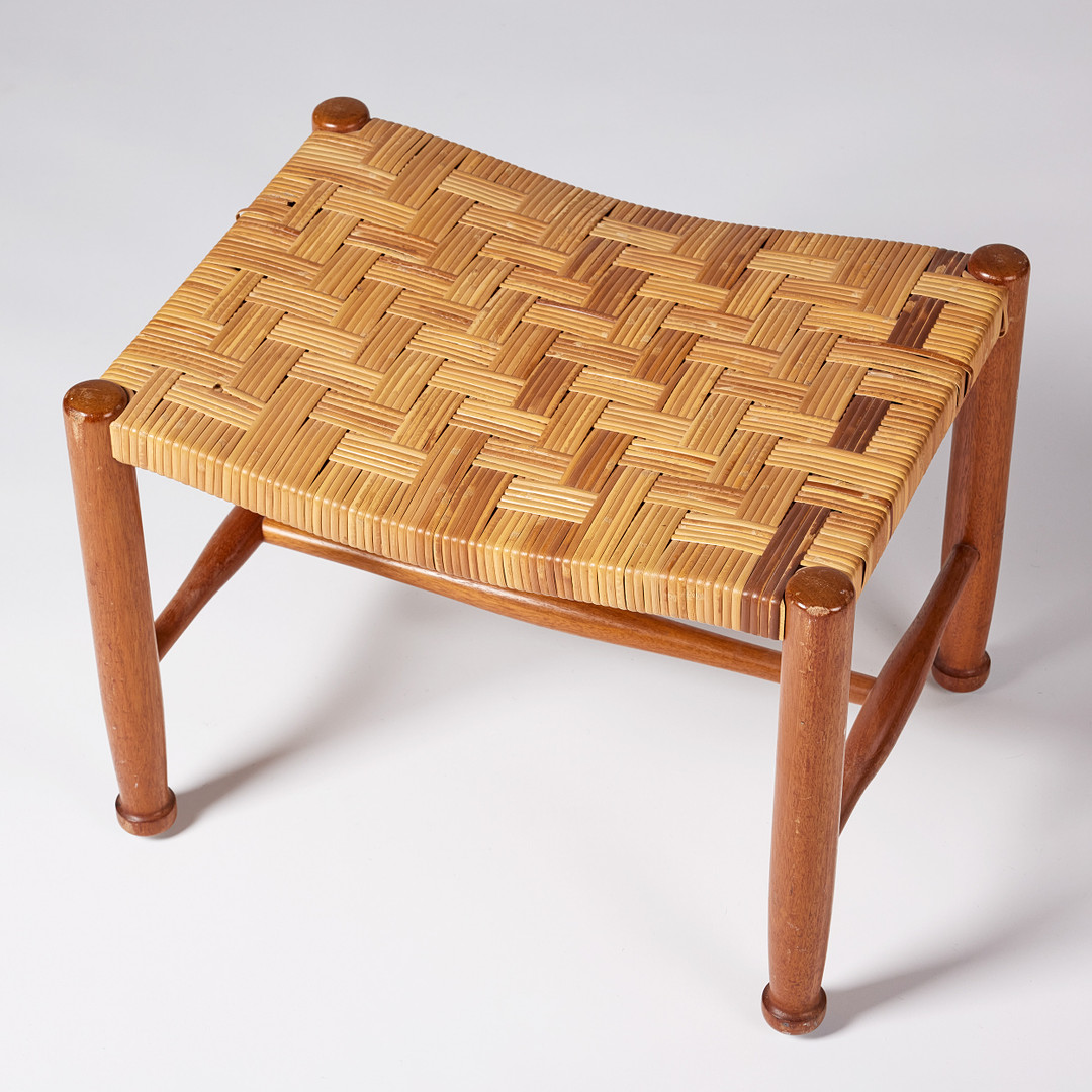 JOSEF FRANK. Stool, Firma Svenskt Tenn, model 686, teak, seat in wicker.