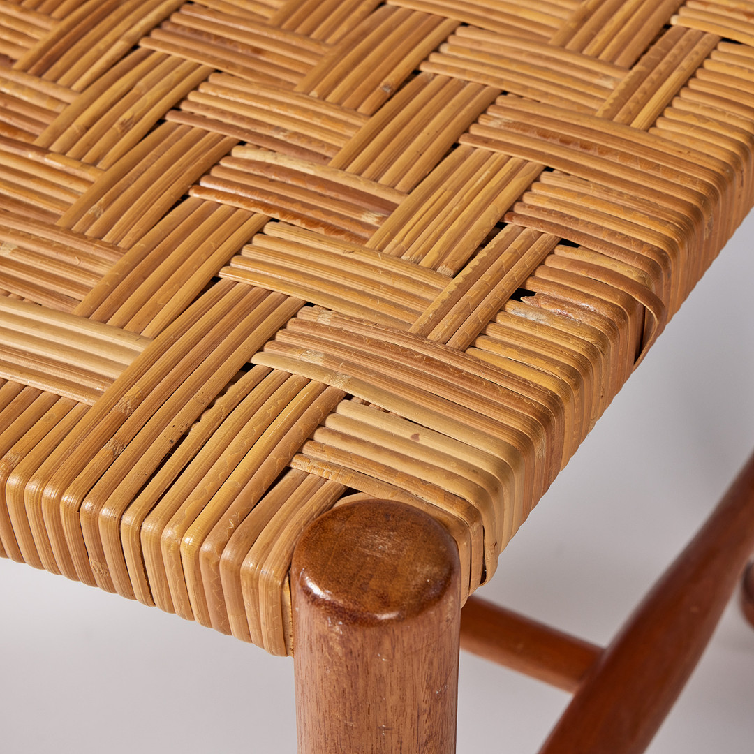 JOSEF FRANK. Stool, Firma Svenskt Tenn, model 686, teak, seat in wicker.