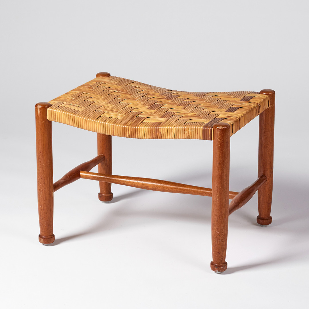 JOSEF FRANK. Stool, Firma Svenskt Tenn, model 686, teak, seat in wicker.