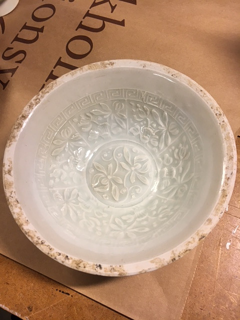 A MOULDED QINGBAI 'LOTUS' BOWL.