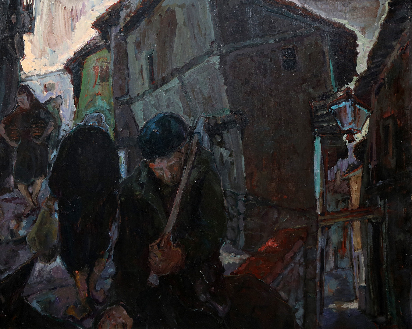 JOSEP CORES. Street with a violinist.