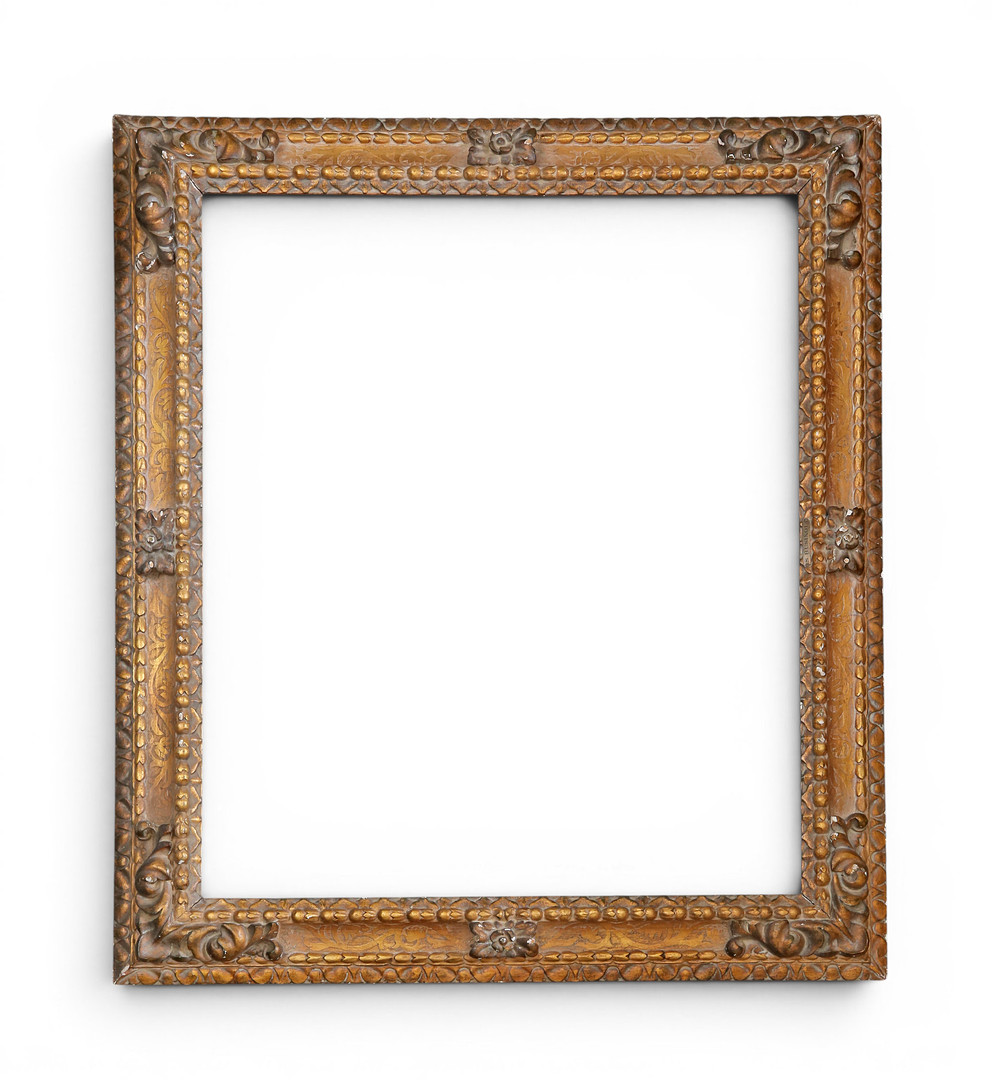 Barqoue style frame in carved, painted and gilt wood, early decades of the 20th Century.