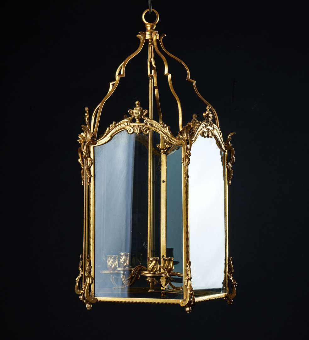 LYKTA, Louis XV-stil, Frankrike 1800-talets andra hälft, förgylld brons, för fem ljus.
