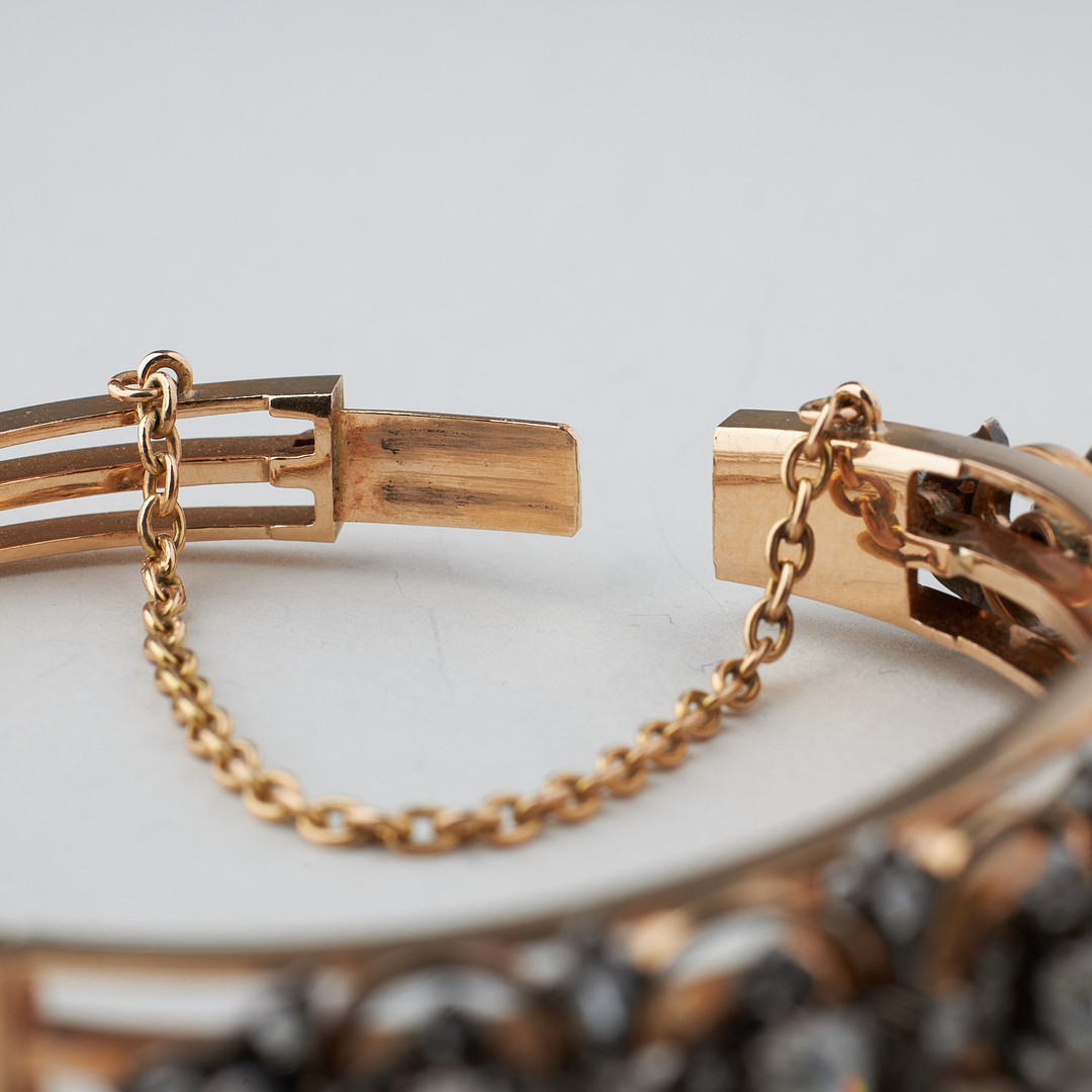ARMBAND, gammalslipade och rosenslipade diamanter, 14K guld, silver.