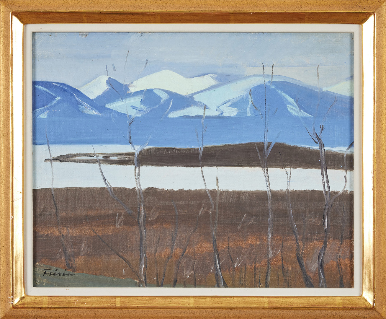 VERA FRISÉN. Fjällandskap, olja på duk uppklistrad på masonit, 27 x 34 cm.