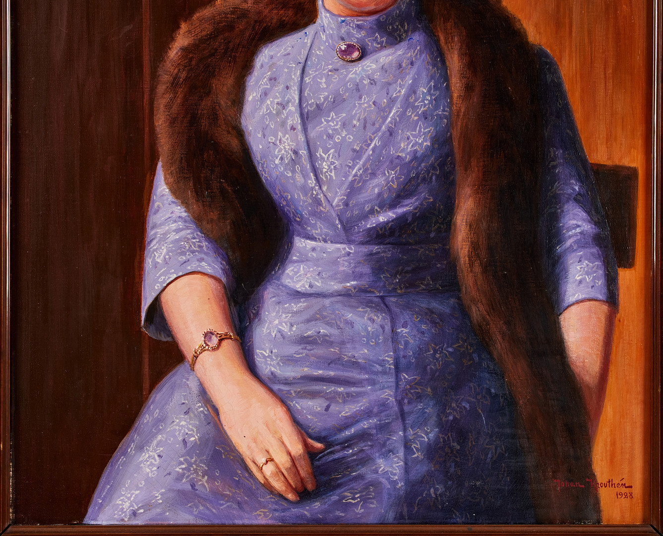 JOHAN KROUTHÉN. Kvinnoporträtt, olja på duk, 82 x 68 cm.