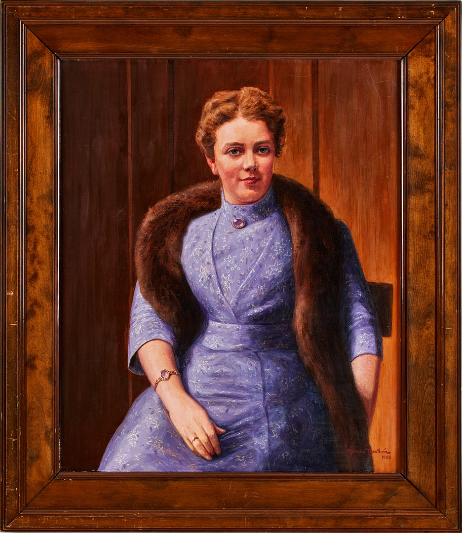 JOHAN KROUTHÉN. Kvinnoporträtt, olja på duk, 82 x 68 cm.