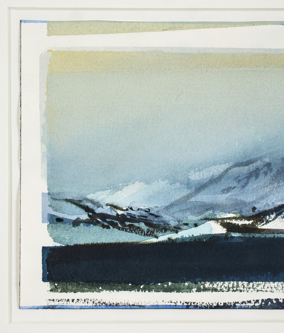 LARS LERIN. Sett från Hurtigruta, feb, akvarell på papper, 14 x 20 cm.