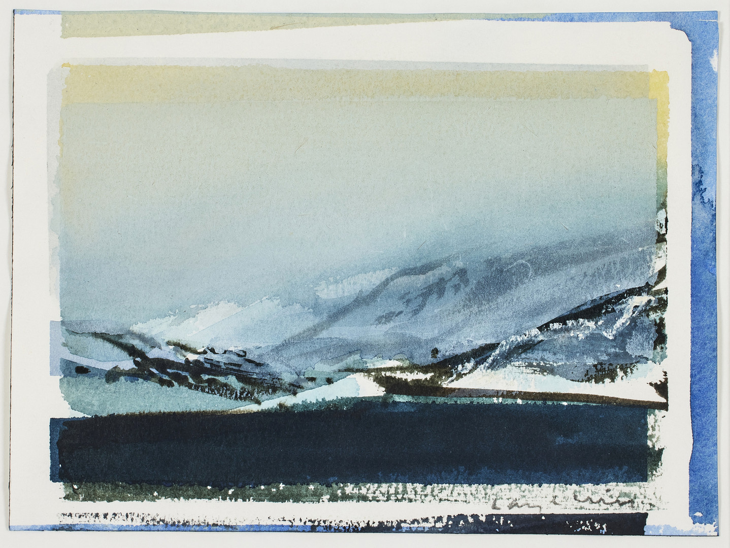 LARS LERIN. Sett från Hurtigruta, feb, akvarell på papper, 14 x 20 cm.