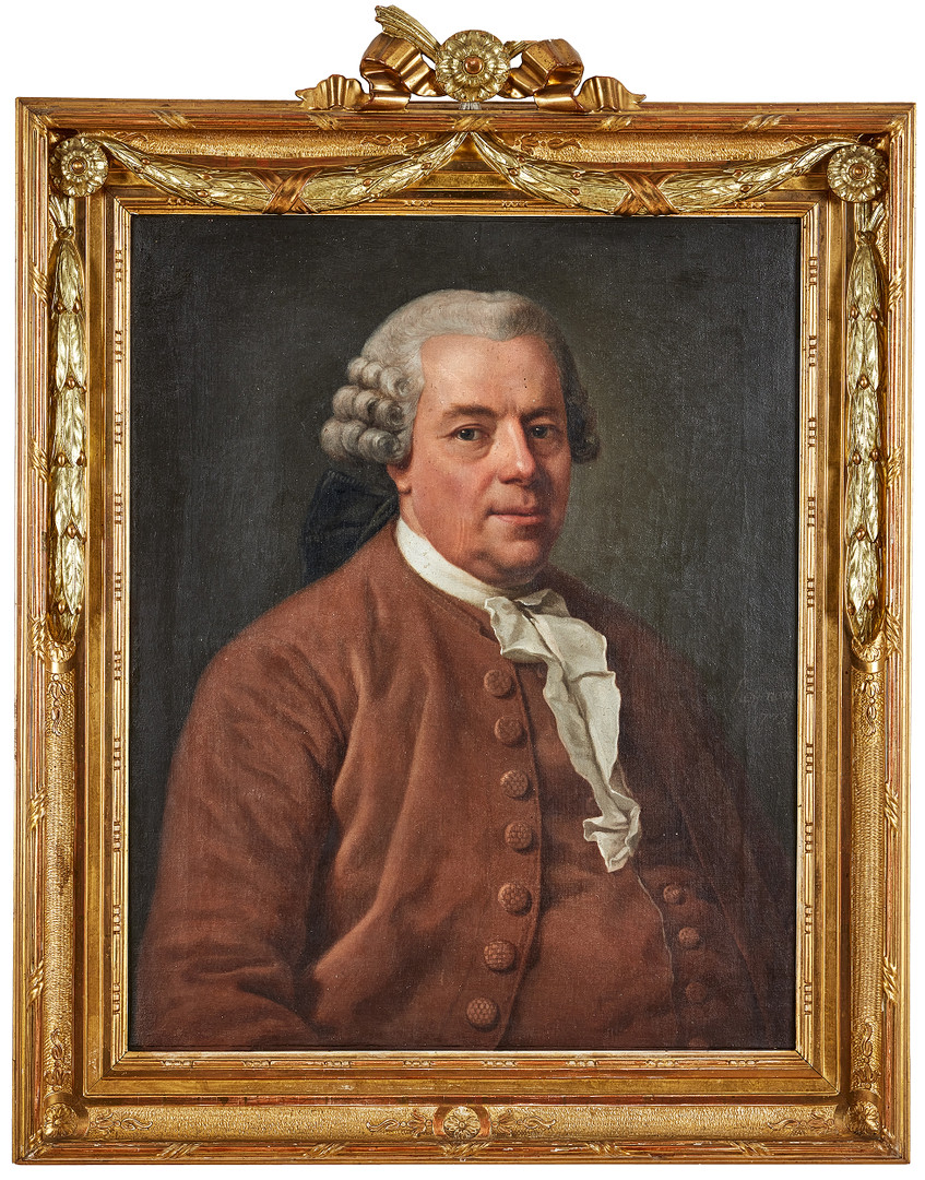 JONAS HOFFMAN (1726-1780). Ett par porträtt av borgmästare, rådman Kniper och hans fru, född Claesson, signerade och daterade Hoffman 1772, olja på duk.