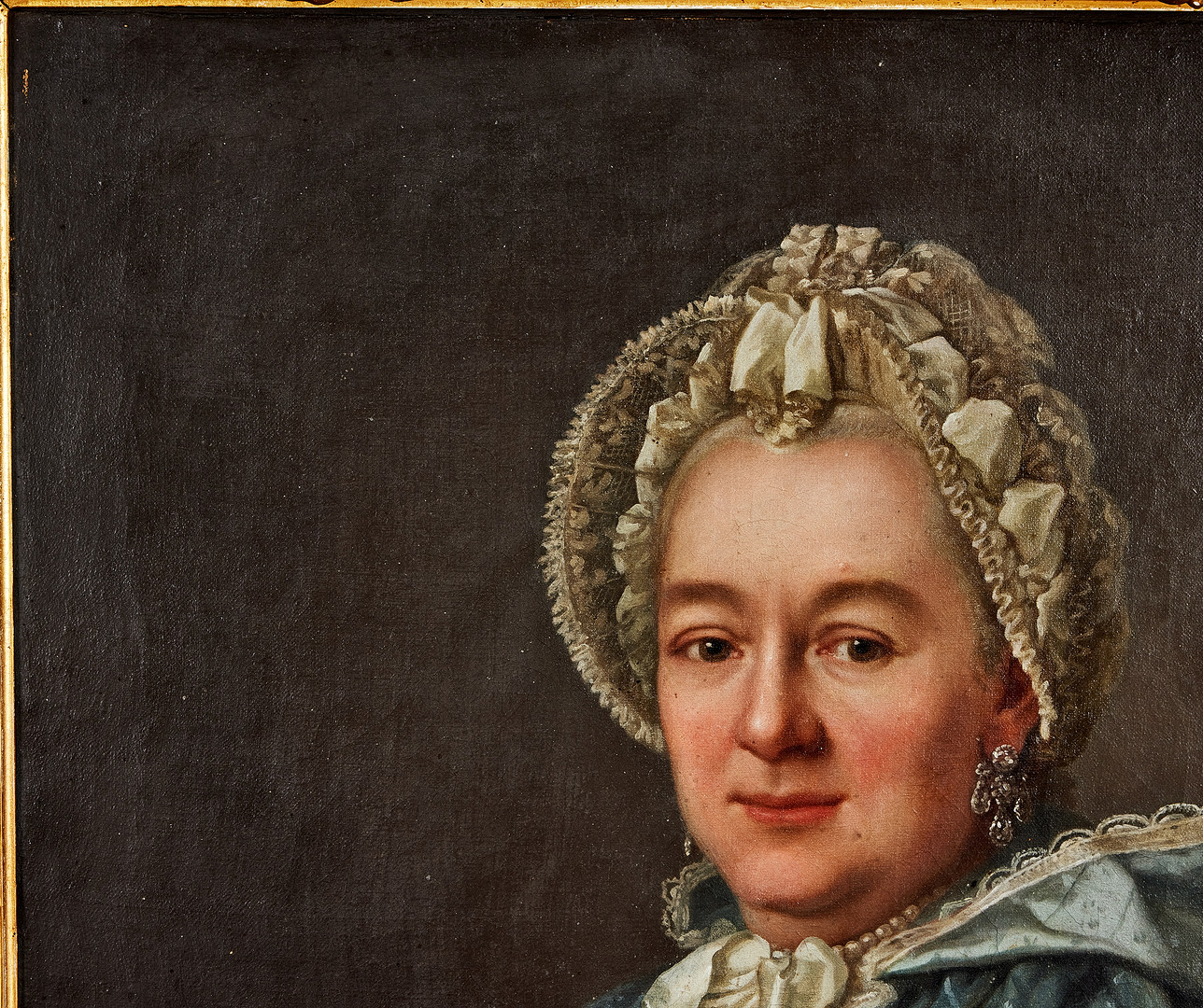 JONAS HOFFMAN (1726-1780). Ett par porträtt av borgmästare, rådman Kniper och hans fru, född Claesson, signerade och daterade Hoffman 1772, olja på duk.