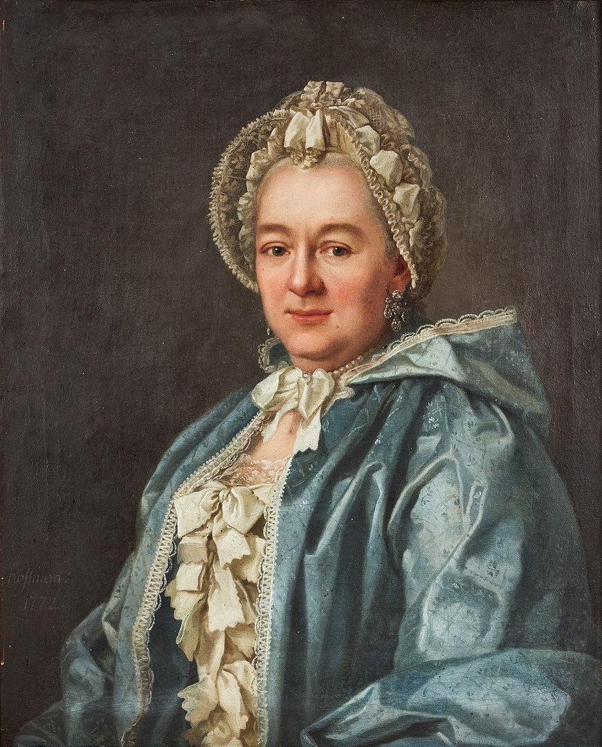 JONAS HOFFMAN (1726-1780). Ett par porträtt av borgmästare, rådman Kniper och hans fru, född Claesson, signerade och daterade Hoffman 1772, olja på duk.