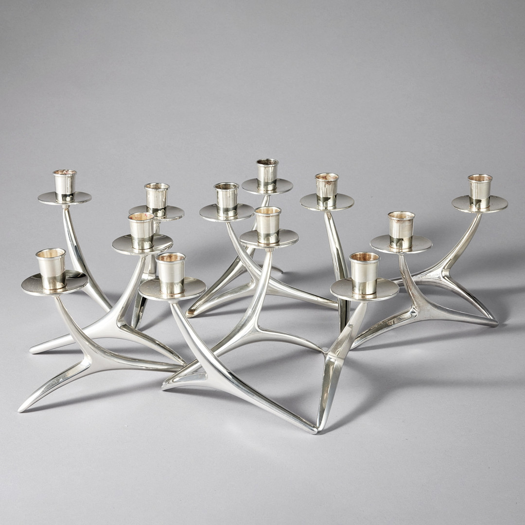 ANNA-GRETA EKER. Five silver candelabras, Turku 1959-1977.