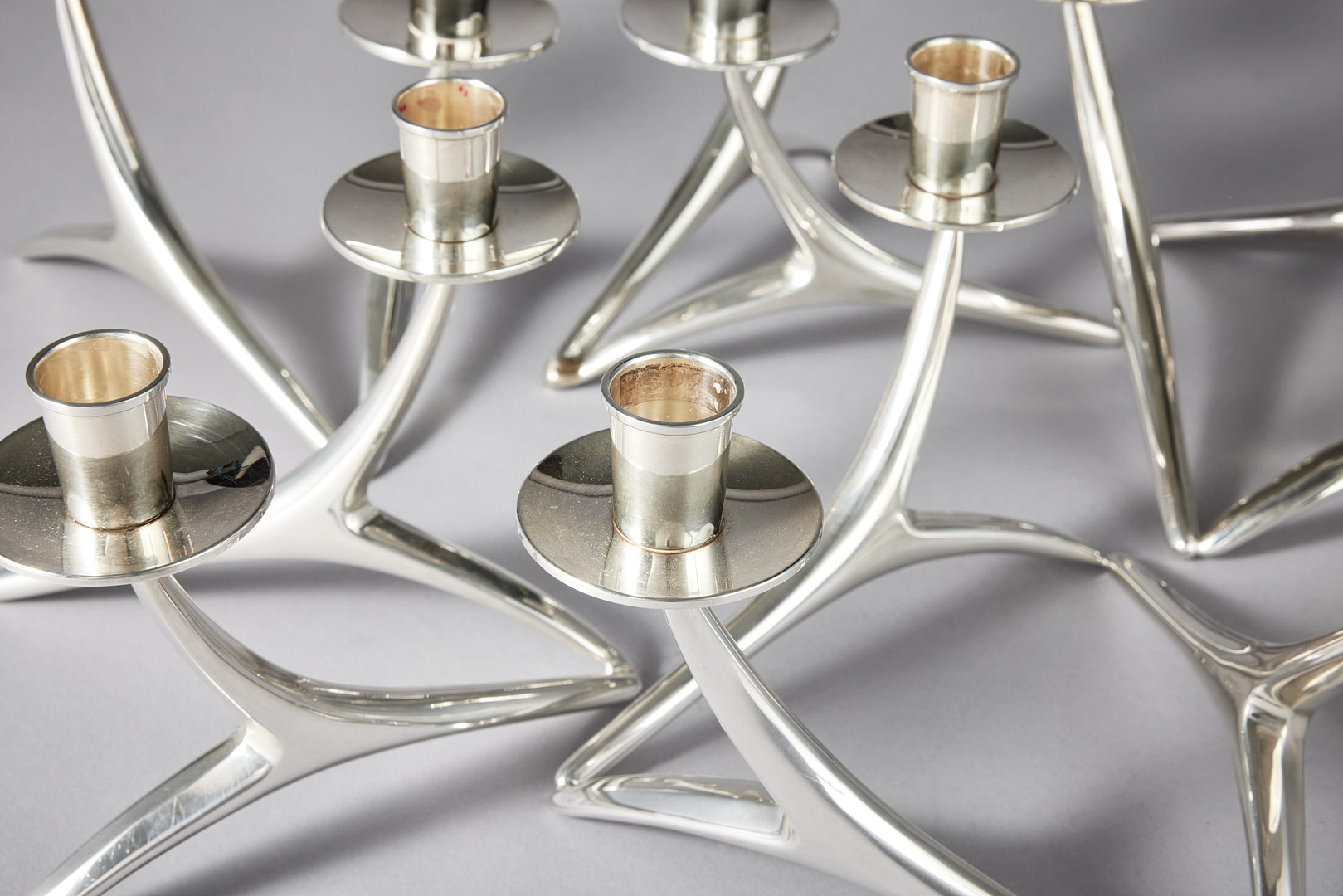 ANNA-GRETA EKER. Five silver candelabras, Turku 1959-1977.