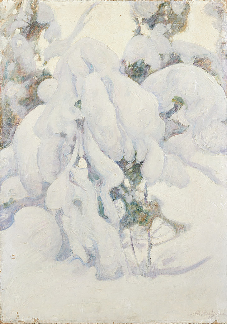 PEKKA HALONEN. Snötäckta träd, signerad samt daterad 1911, olja på duk.