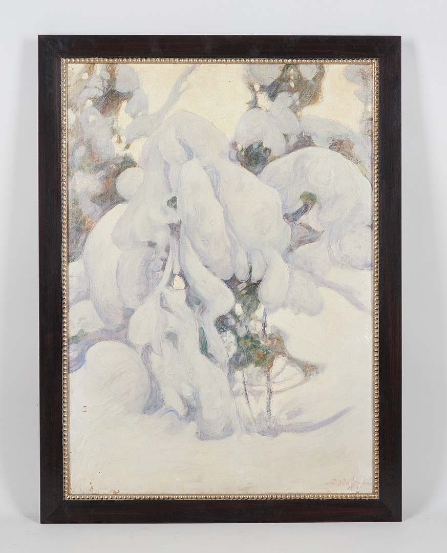 PEKKA HALONEN. Snötäckta träd, signerad samt daterad 1911, olja på duk.