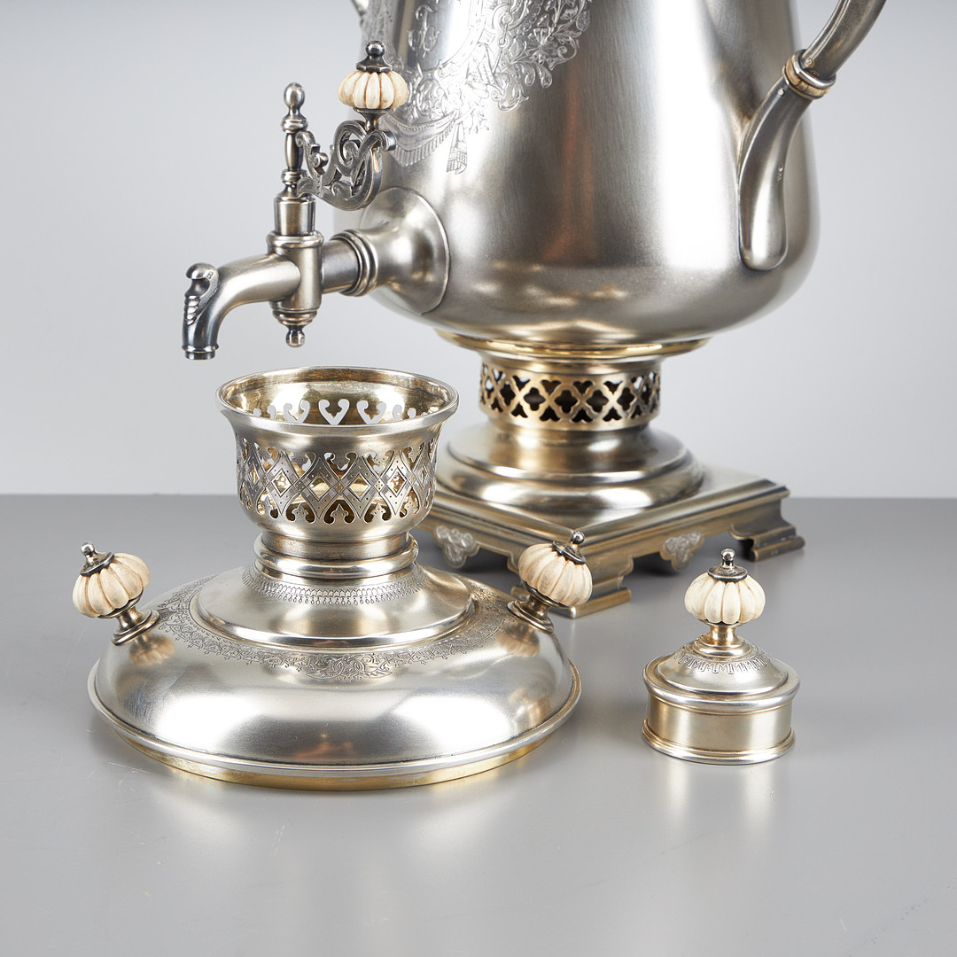 SAMOVAR, silver, sannolikt Vasiliy Baladanov, 1894 Moskva.