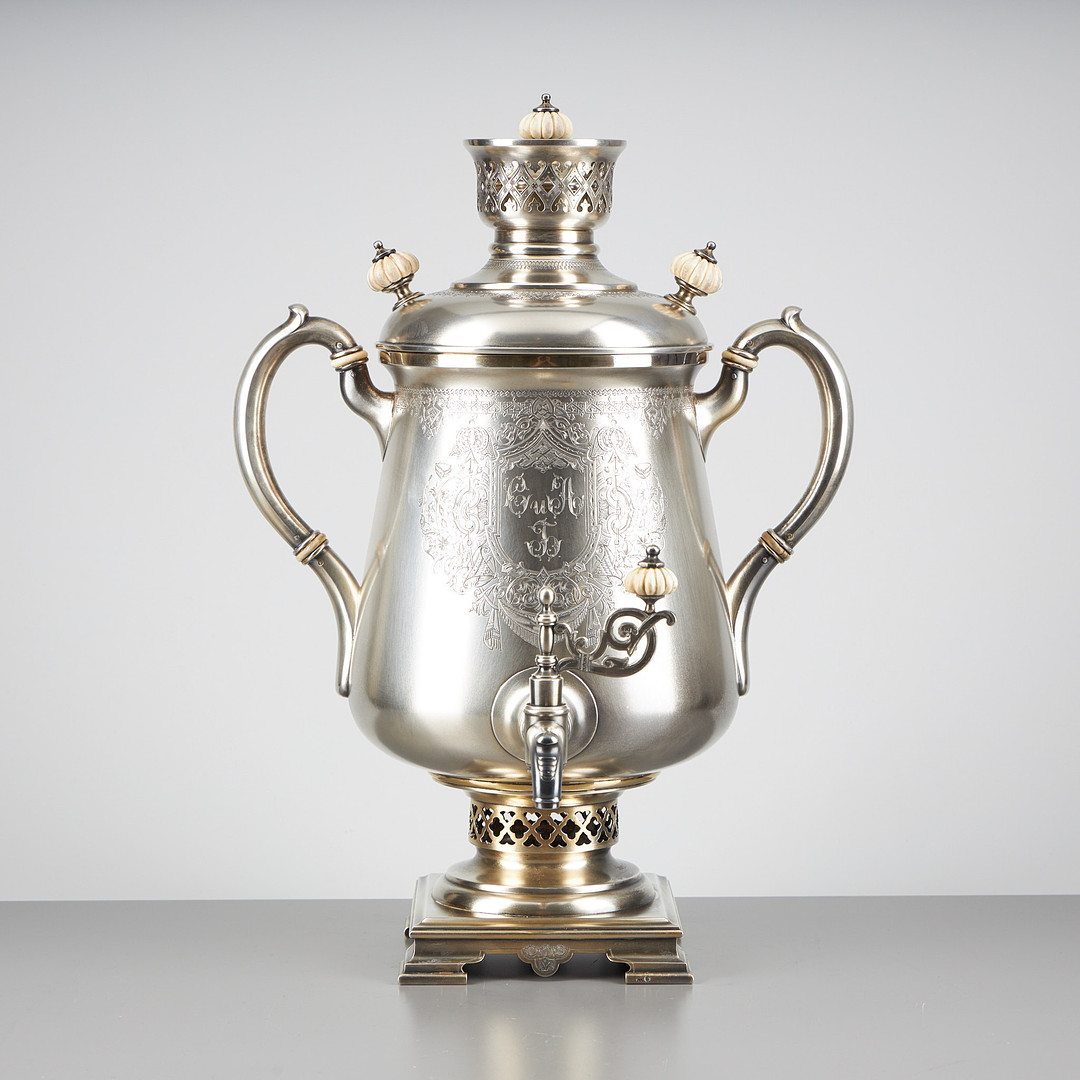 SAMOVAR, silver, sannolikt Vasiliy Baladanov, 1894 Moskva.