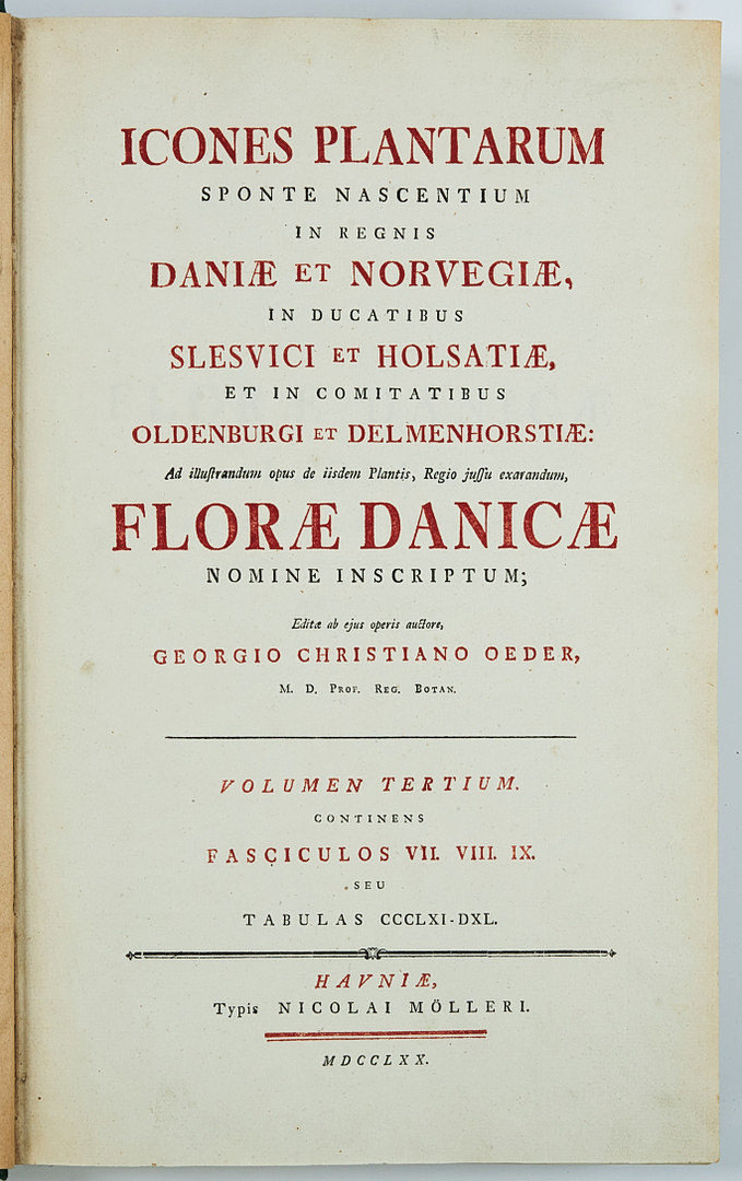 FAMOUS FLORA DANICA with almost 3000 plates, vol. III-XVII and Supplement in 17 volumes. and 3 more.