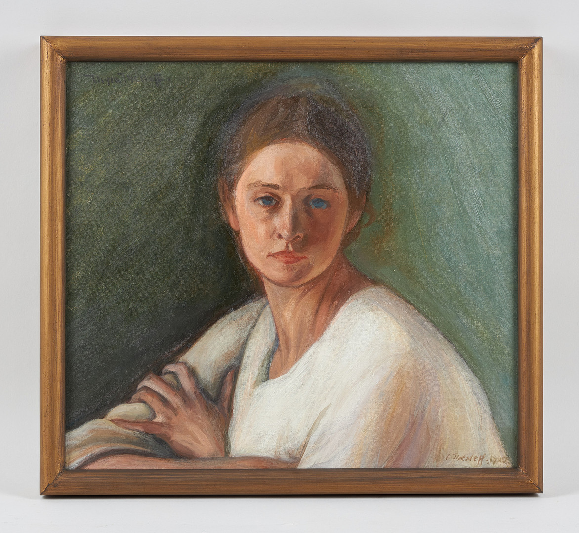 ELLEN THESLEFF. Porträtt, (Thyra Thesleff), signerad samt daterad 1900, olja på duk.