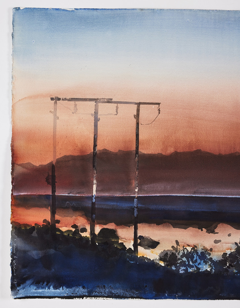 LARS LERIN. Skymning, akvarell på papper, 75 x 105 cm.