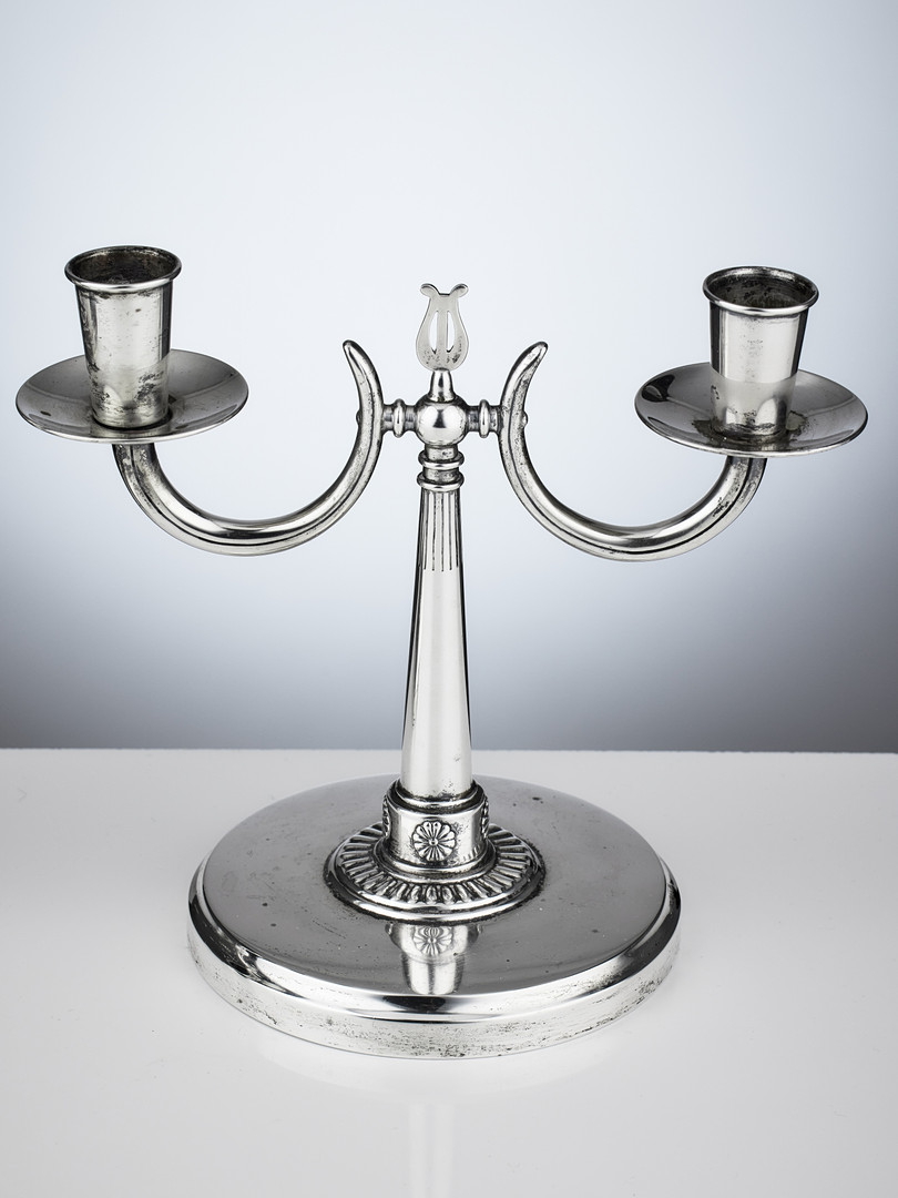 CG HALLBERG. Kandelabrar för två ljus, ett par lika, silver, Stockholm 1929-1936. Swedish Grace.