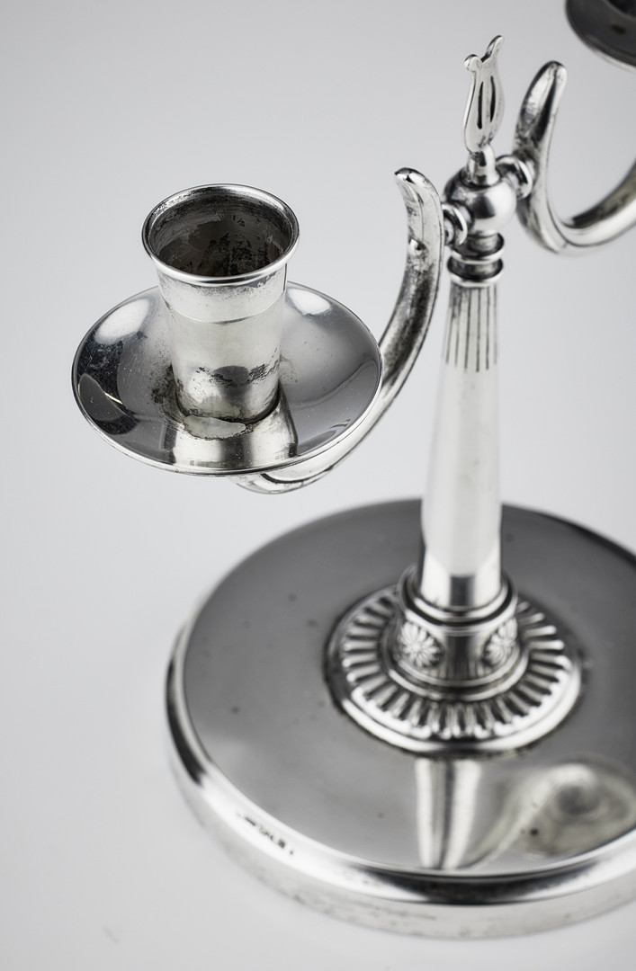 CG HALLBERG. Kandelabrar för två ljus, ett par lika, silver, Stockholm 1929-1936. Swedish Grace.