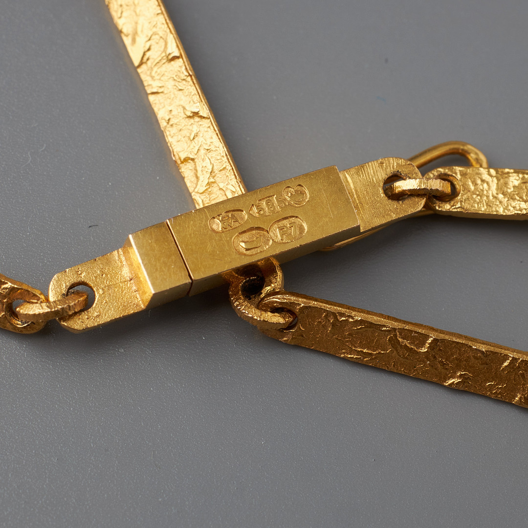 BJÖRN WECKSTRÖM. COLLIER OCH ARMBAND, 14K guld, Lapponia 1970.