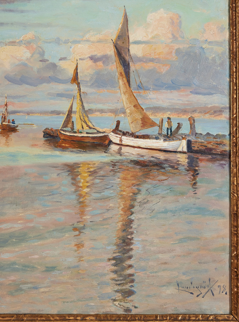 JUSTUS LUNDEGÅRD. Motiv med segelbåtar.