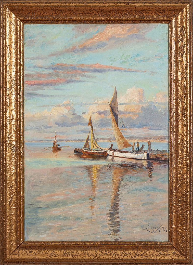 JUSTUS LUNDEGÅRD. Motiv med segelbåtar.