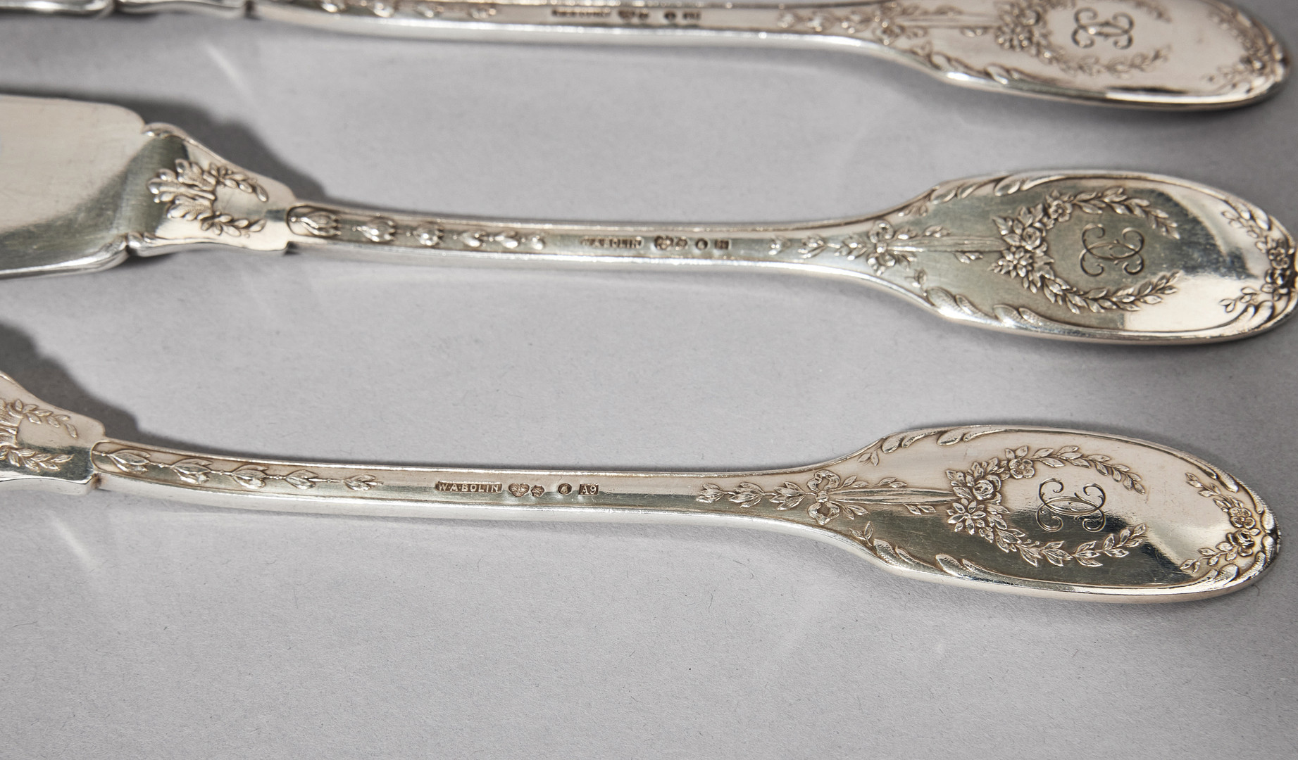 WA BOLIN. Fiskbestick, 24 delar, silver, Stockholm 1951-1952. Modell A.